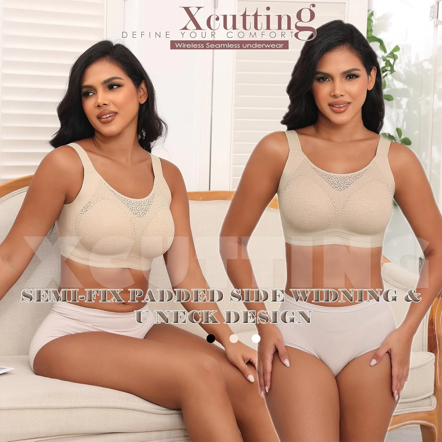 Lace Women's Seamless No Underwire Bra Soft Wireless Comfort Bralettes Full Coverage Bralette Everyday T-Shirt Bra
