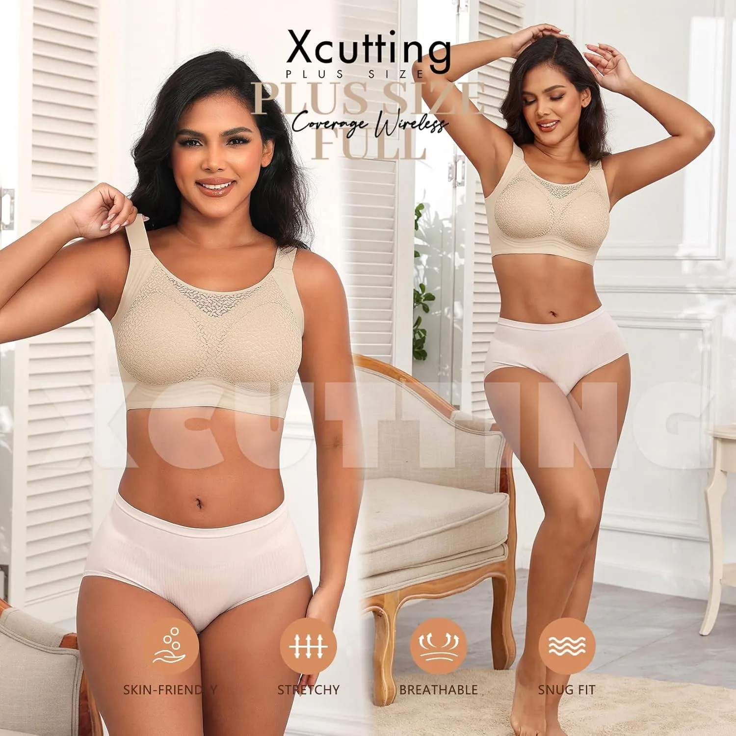 Lace Women's Seamless No Underwire Bra Soft Wireless Comfort Bralettes Full Coverage Bralette Everyday T-Shirt Bra