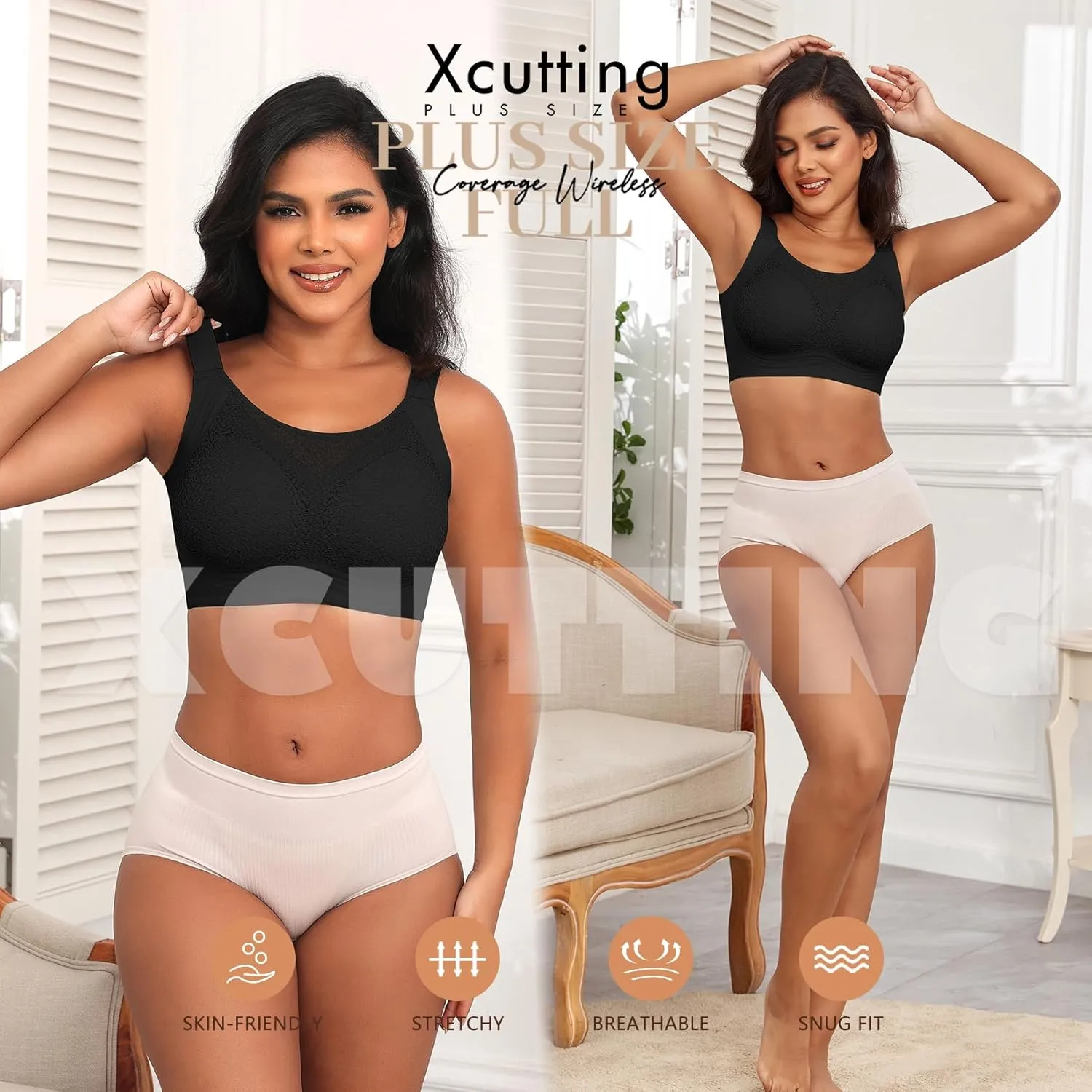 Lace Women's Seamless No Underwire Bra Soft Wireless Comfort Bralettes Full Coverage Bralette Everyday T-Shirt Bra
