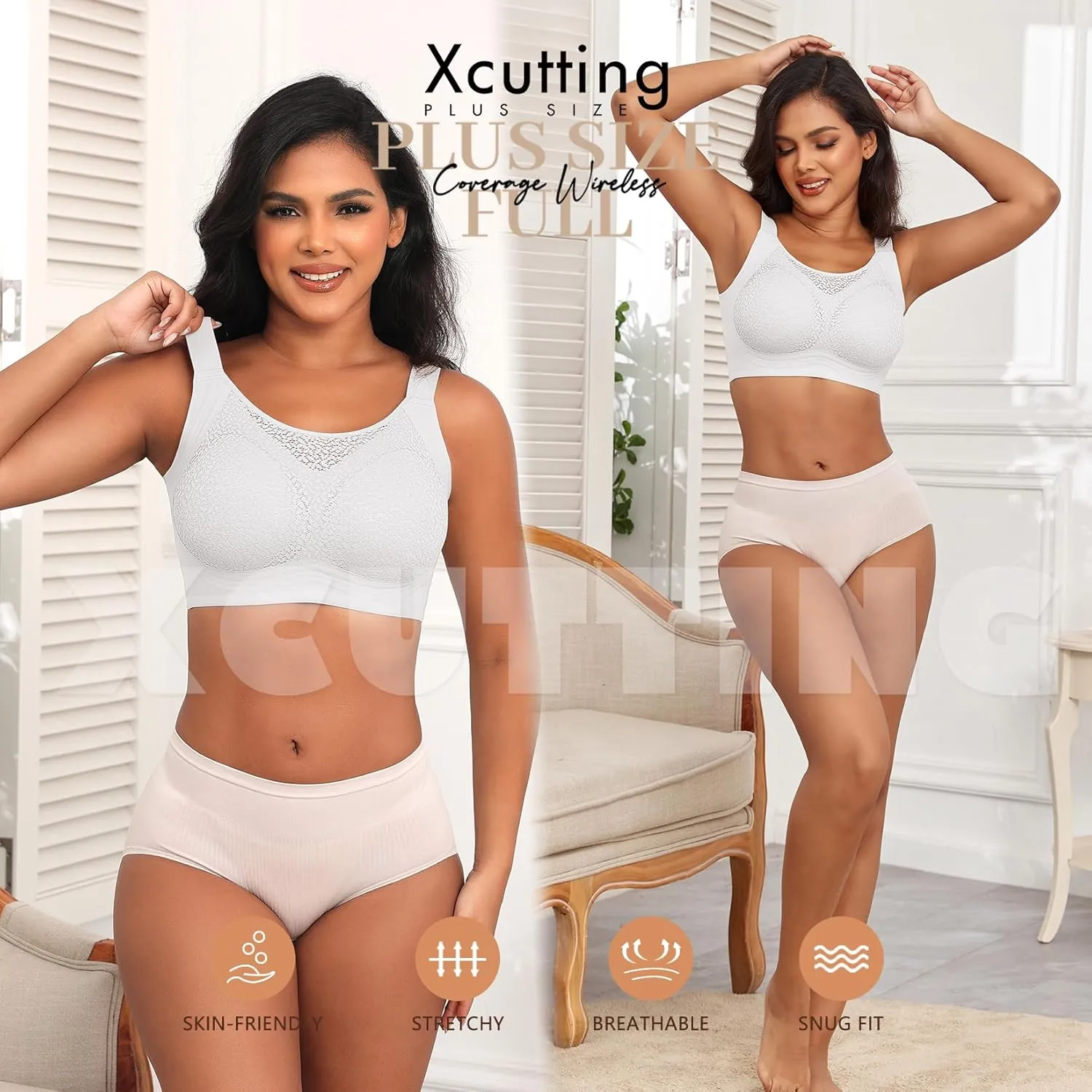 Lace Women's Seamless No Underwire Bra Soft Wireless Comfort Bralettes Full Coverage Bralette Everyday T-Shirt Bra