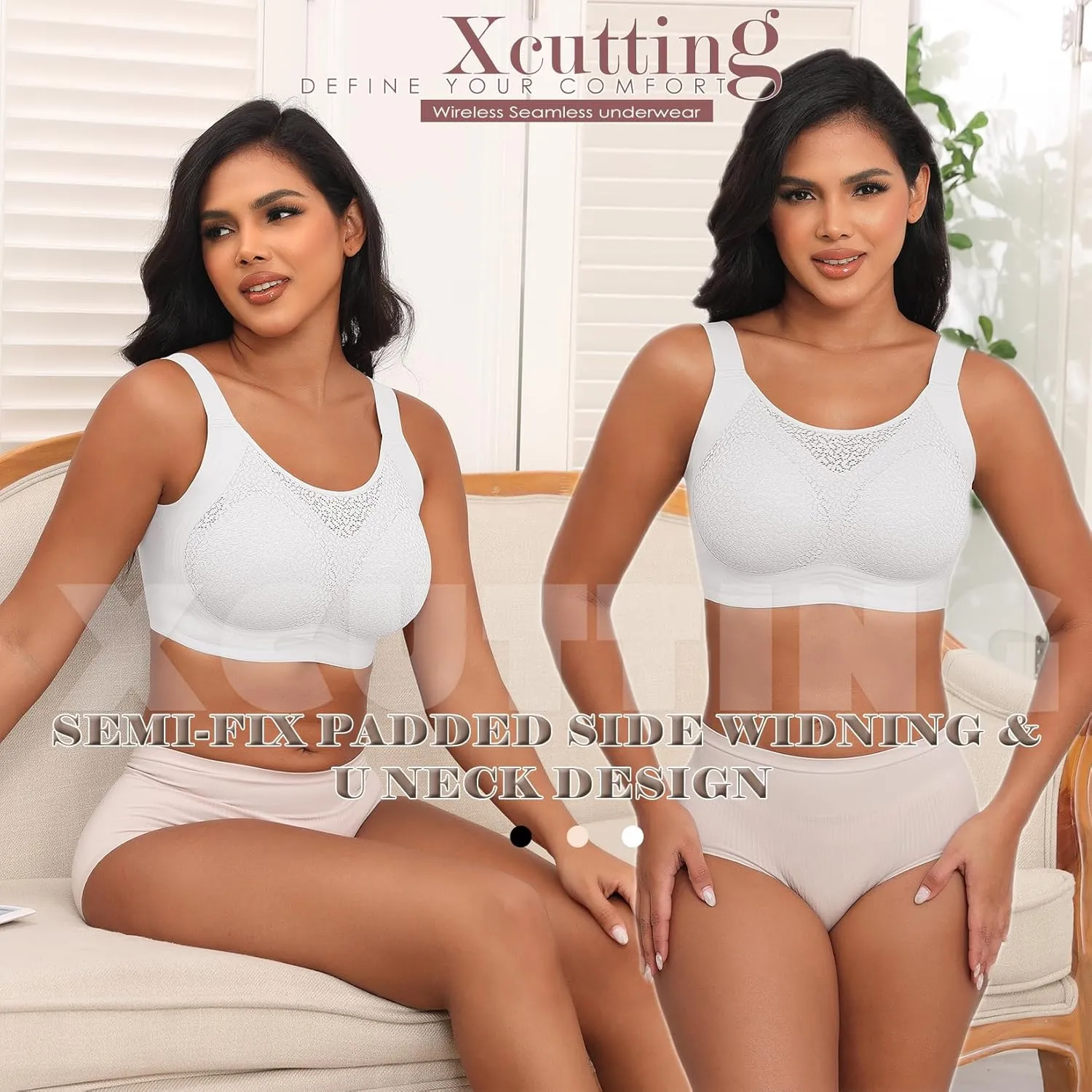 Lace Women's Seamless No Underwire Bra Soft Wireless Comfort Bralettes Full Coverage Bralette Everyday T-Shirt Bra