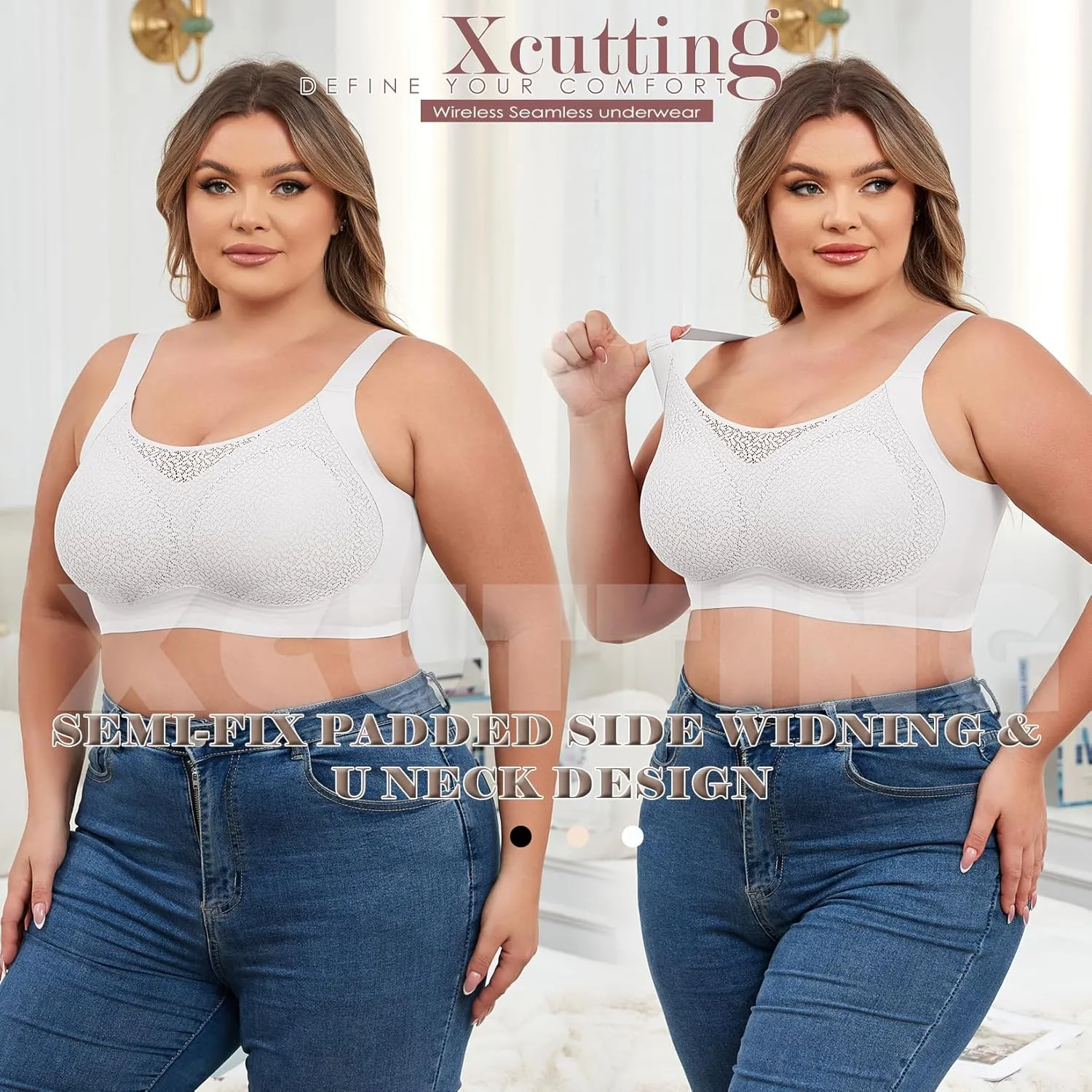 Lace Women's Seamless No Underwire Bra Soft Wireless Comfort Bralettes Full Coverage Bralette Everyday T-Shirt Bra