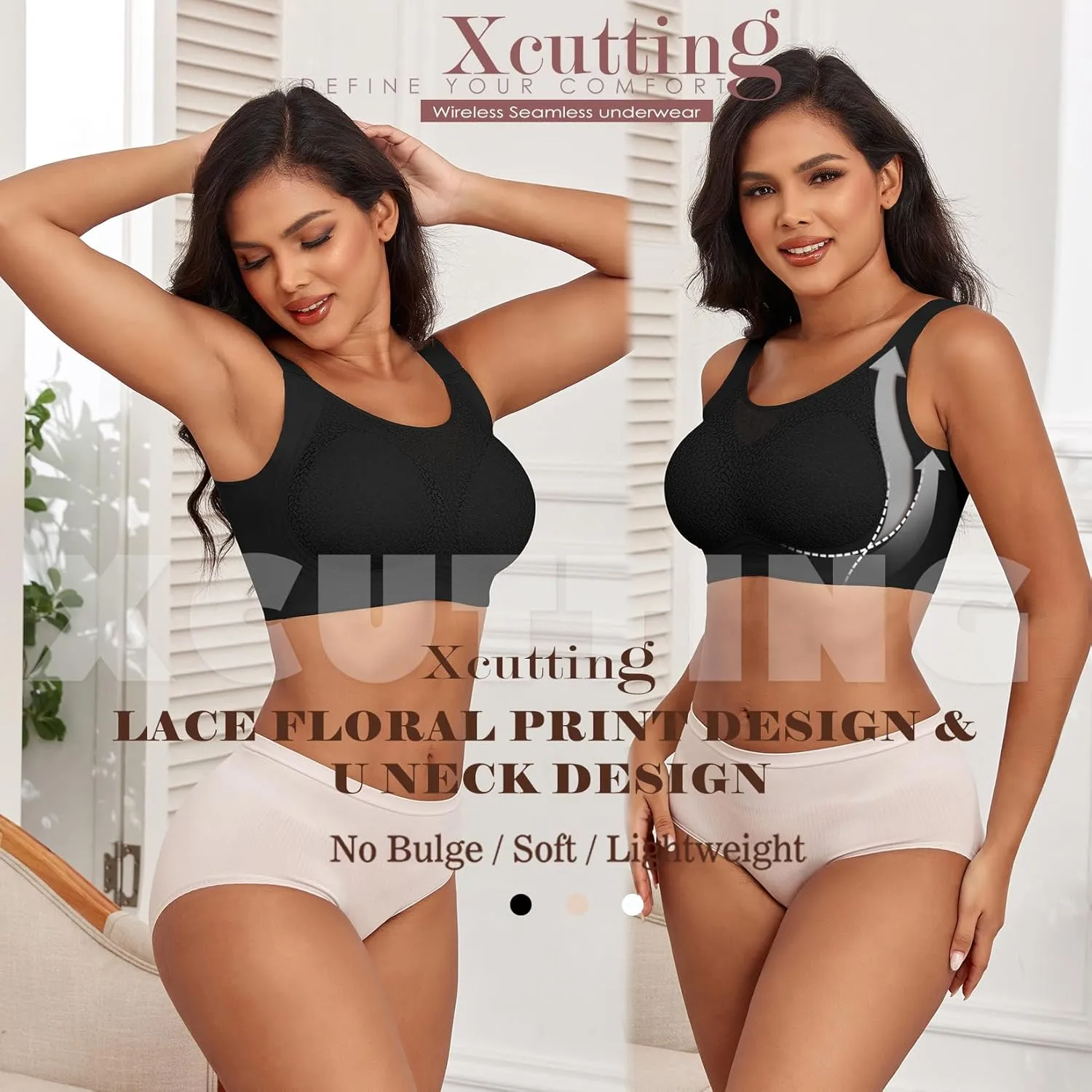 Lace Women's Seamless No Underwire Bra Soft Wireless Comfort Bralettes Full Coverage Bralette Everyday T-Shirt Bra