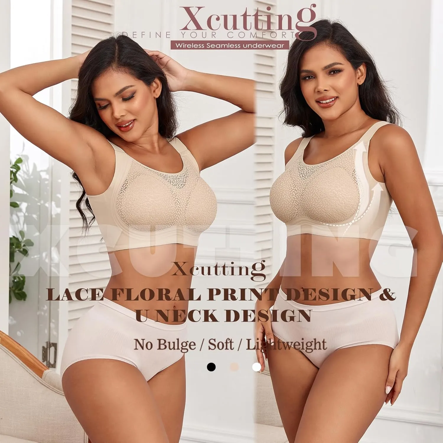 Lace Women's Seamless No Underwire Bra Soft Wireless Comfort Bralettes Full Coverage Bralette Everyday T-Shirt Bra