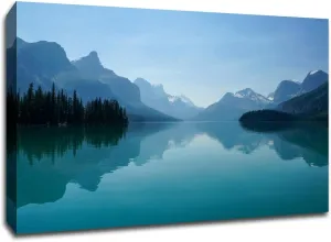 Lake Mountains - Cool Blue - Water Landscapes - 24x18 Gallery Wrapped Canvas Wall Art