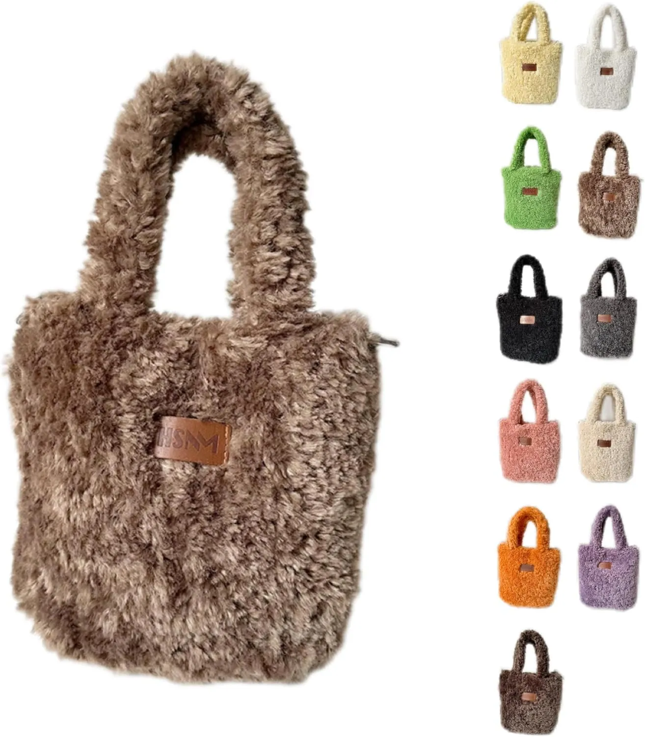 Lamb Wool Handbag Fuzzy Cute Autumn and Winter Fluffy Stylish Chroma Handbag Shoulder Bag Fuzzy Handbag