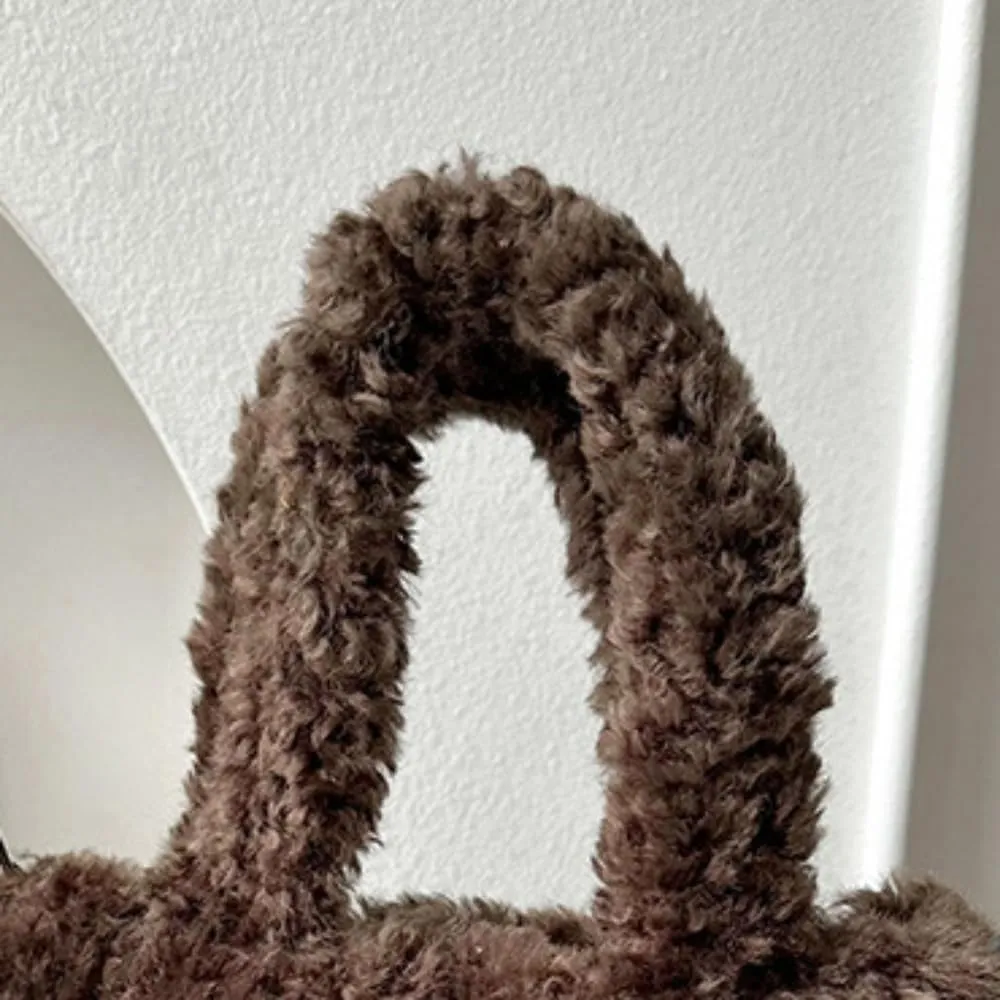 Lamb Wool Handbag Fuzzy Cute Autumn and Winter Fluffy Stylish Chroma Handbag Shoulder Bag Fuzzy Handbag