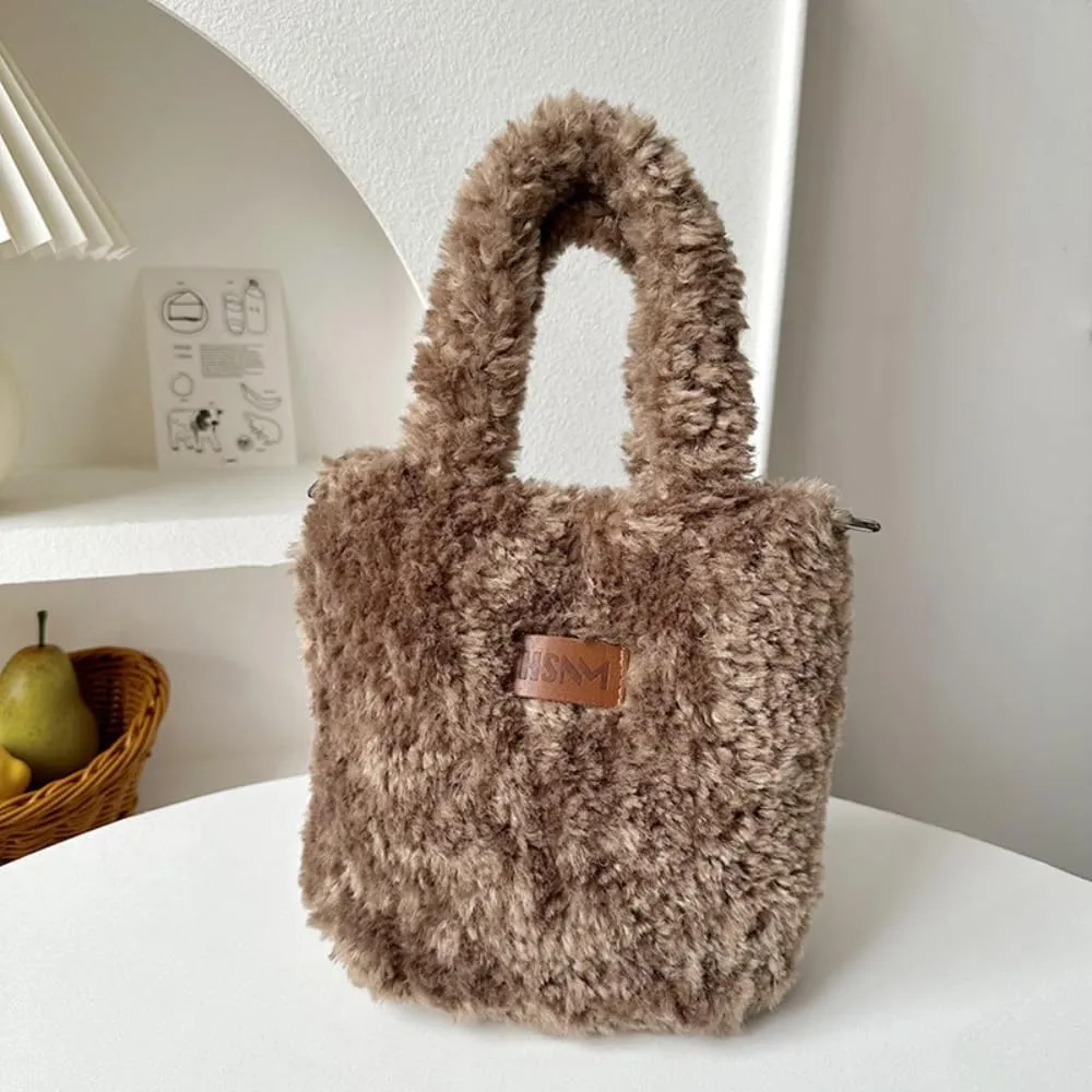Lamb Wool Handbag Fuzzy Cute Autumn and Winter Fluffy Stylish Chroma Handbag Shoulder Bag Fuzzy Handbag