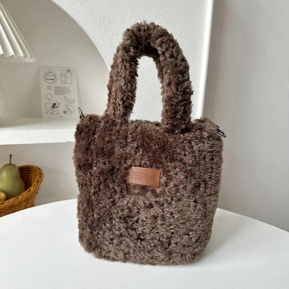 Lamb Wool Handbag Fuzzy Cute Autumn and Winter Fluffy Stylish Chroma Handbag Shoulder Bag Fuzzy Handbag