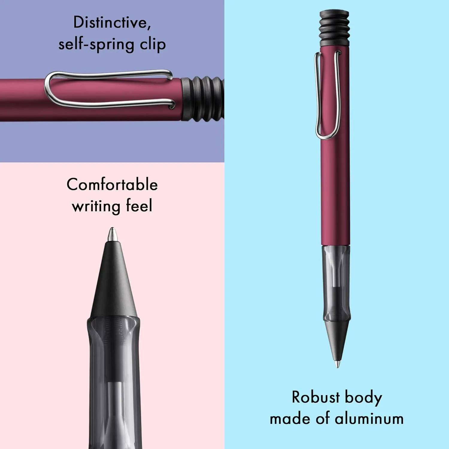 Lamy AL-star black purple - Ballpoint Pen with transparent, ergonomic grip & line width M - lightweight aluminium body - including large capacity refill M 16 in black