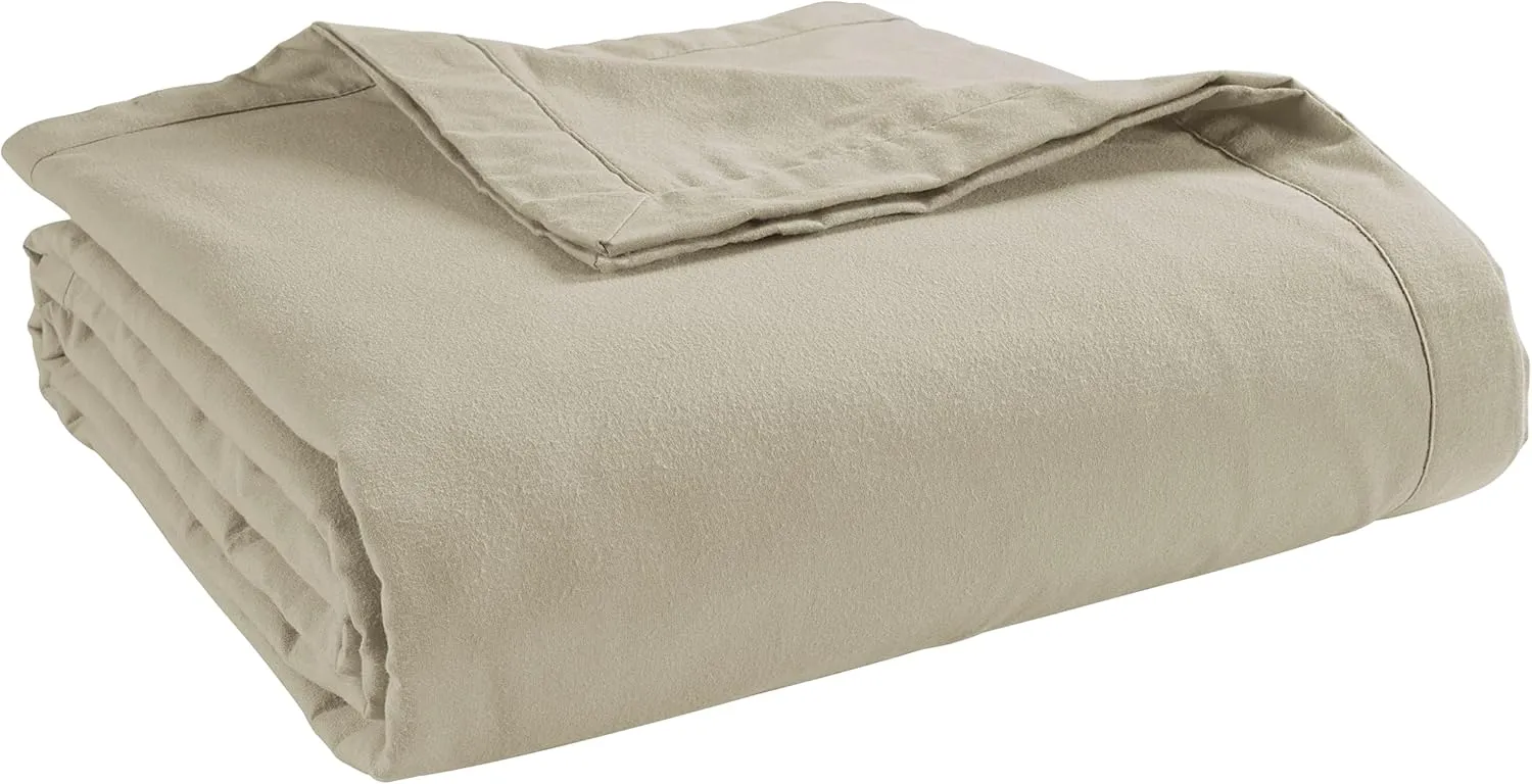 LANE LINEN Cotton Twin Size Blanket - Lightweight, Soft, Comfortable Large Blanket with Cooling and Breathable Design for Guest Room, Camping, and Outdoor Travel - Taupe
