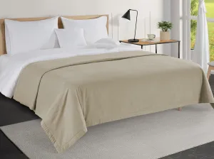 LANE LINEN Cotton Twin Size Blanket - Lightweight, Soft, Comfortable Large Blanket with Cooling and Breathable Design for Guest Room, Camping, and Outdoor Travel - Taupe