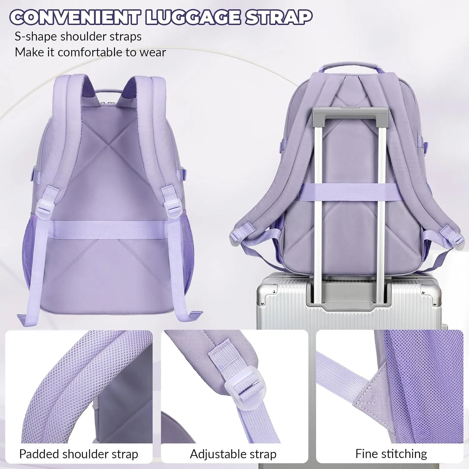 Lanola Kids Backpack for Girls Elementary Primary Middle School Bags for Teens Bookbags Sturdy Durable Travel for Women - Purple