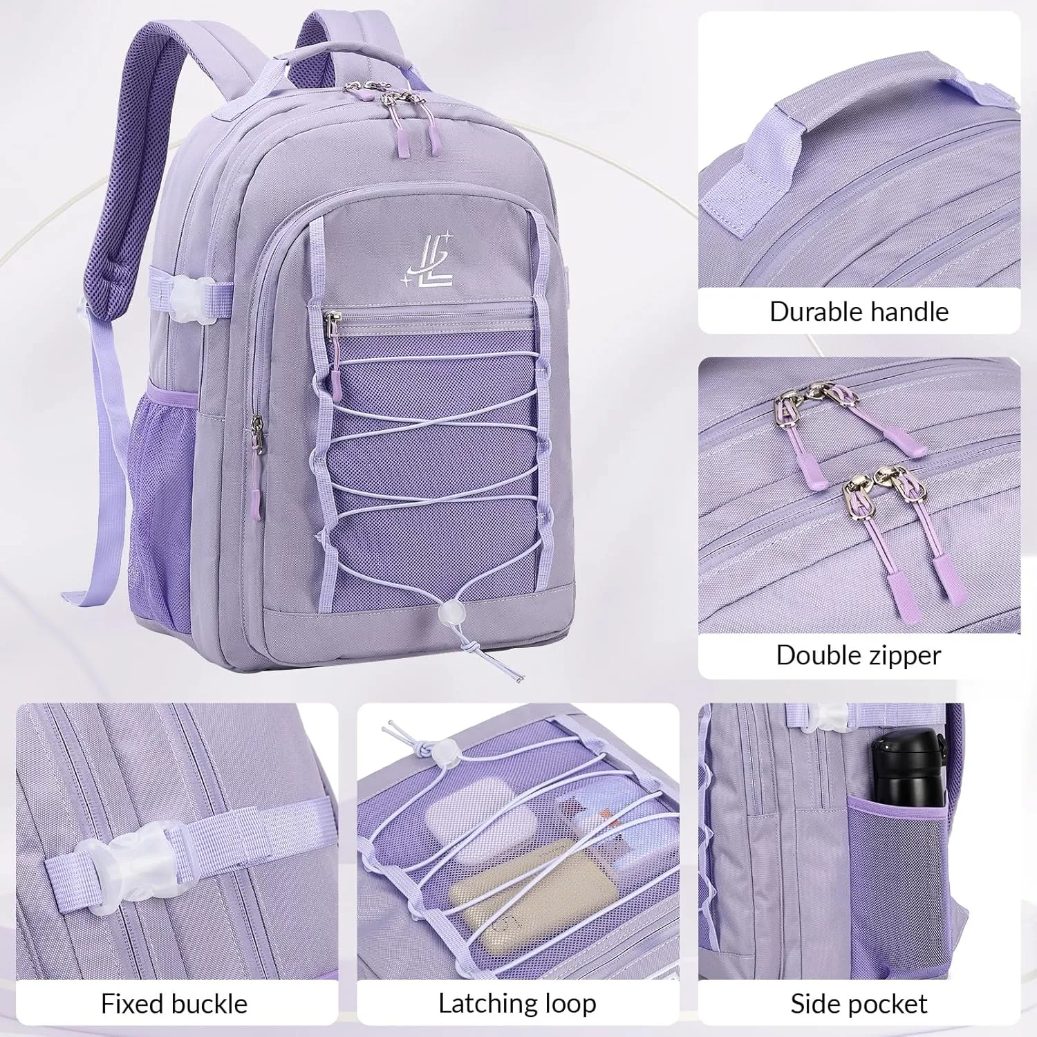 Lanola Kids Backpack for Girls Elementary Primary Middle School Bags for Teens Bookbags Sturdy Durable Travel for Women - Purple
