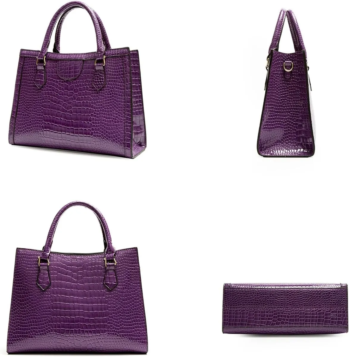 Large Crocodile Pattern Satchel Handbag for Women - Stylish Top Handle Tote & Crossbody Bag in Green