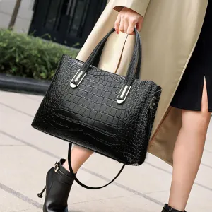 Large Crocodile Print Satchel Handbag for Women - Stylish Crossbody Tote Purse