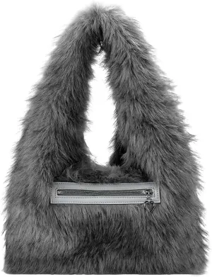 Large Fluffy Tote Bag for Women Cute Fuzzy Y2k Tote Handbag Faux Fur Shoulder Bag Soft Winter Plush Top Handle Purse
