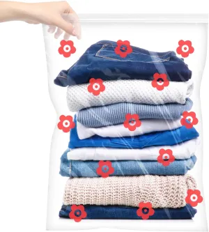 Large Zipper Cloth Storage Bags -5 Gallon Freezer Bags Thick Reclosable Zipper for Storage Clothing (flowers)