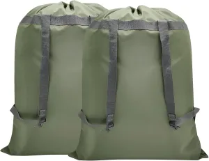 Laundry Bag Backpack, 27” x 34”Sturdy Laundry Bag with Shoulder Straps Drawstring Closure Heavy Duty Foldable Backpack for College, Travel, Laundromat, Apartment (Green| 2 Pack)