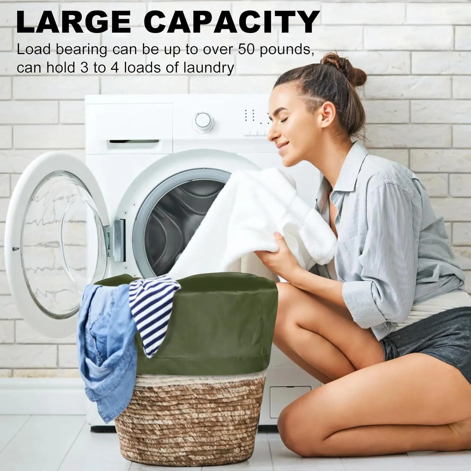 Laundry Bag Backpack, 27” x 34”Sturdy Laundry Bag with Shoulder Straps Drawstring Closure Heavy Duty Foldable Backpack for College, Travel, Laundromat, Apartment (Green| 2 Pack)
