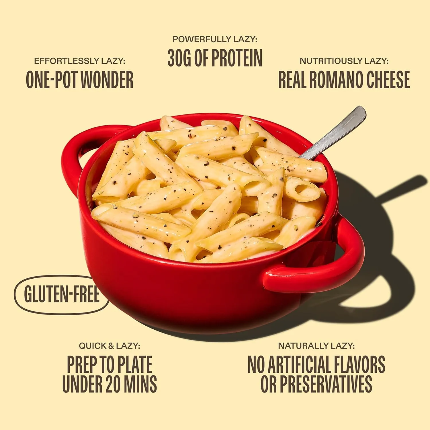 Lazy Food Cacio e Pepe Pasta Meal | Gluten Free Pasta Dinner | Low Carb High Protein Italian One Pot Meal Kit Made with Real Romano Cheese | Chickpea & Yellow Pea Penne - 3 Pack (6 Servings)