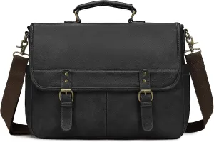 Leather Messenger Bag for Men, 15.6 Inch Laptop Briefcase Large Computer Satchel Shoulder Bag for Work/Business/Travel