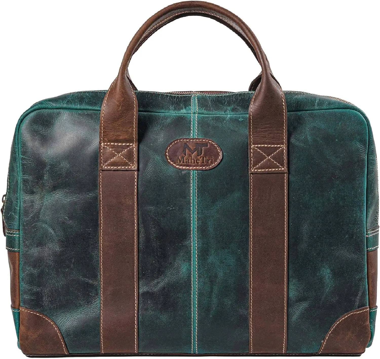 Leather Messenger Bag for Men, 16" Vintage Laptop Bag Briefcase Satchel Green/Brown Jefferson Limited Edition