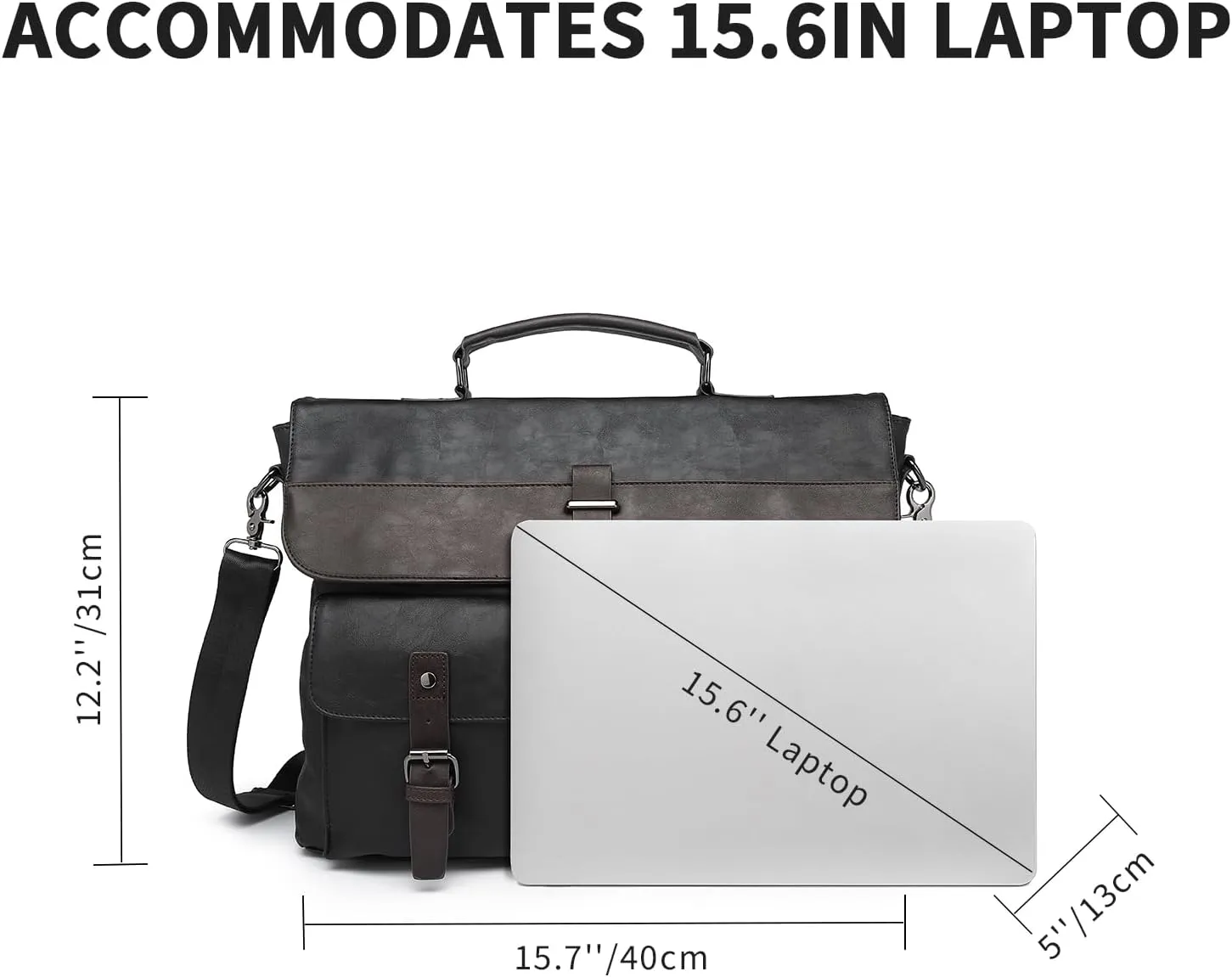 Leather Messenger Bag for Men,Vintage Mens Laptop Bag Water Resistant Business Travel Briefcase Satchel Work Computer Bag