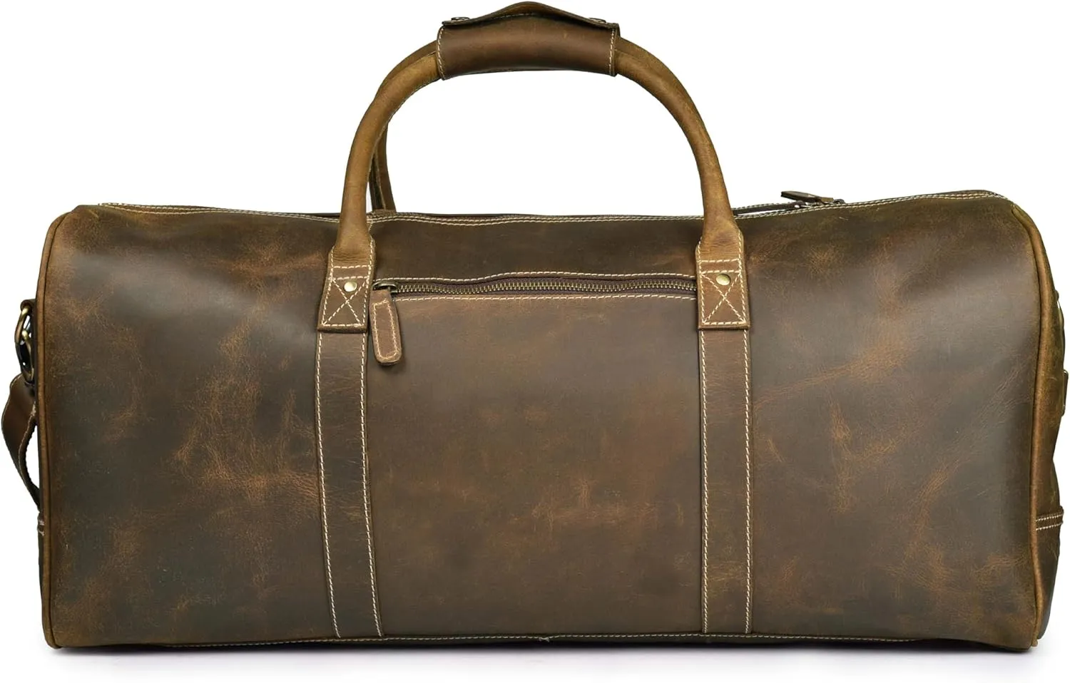 Leather Village Leather Duffle Bags for Men & Women-Stylish Travel Weekender Carry-On Sports Gym Overnight Luggage Bag - 20 Inch - Olive/Army Green