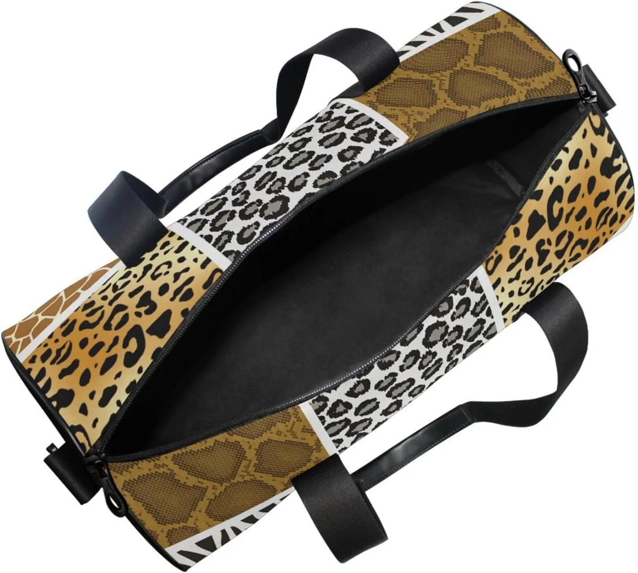 Leopard Tiger Zebra Giraffe Skin Portable Gym Bag, Travel Bag, Luggage bag, Sports Bag, Toiletry Bag with Handles, Detachable Shoulder Strap 17.6 x 9 x 9 inch
