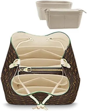 LEXSION Organizer,Bag Organizer,Insert purse organizer with 2 packs in one set fit NeoNoe Noé Series perfectly Beige