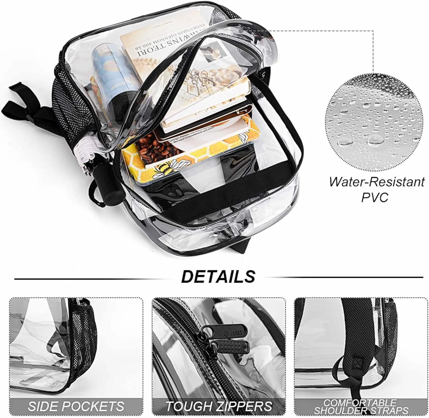 Lightweight Daypack Backpack for Trekking Work Running - Big Capacity Multipurpose Transparent Bookbag, British Flag London Business Computer Bag