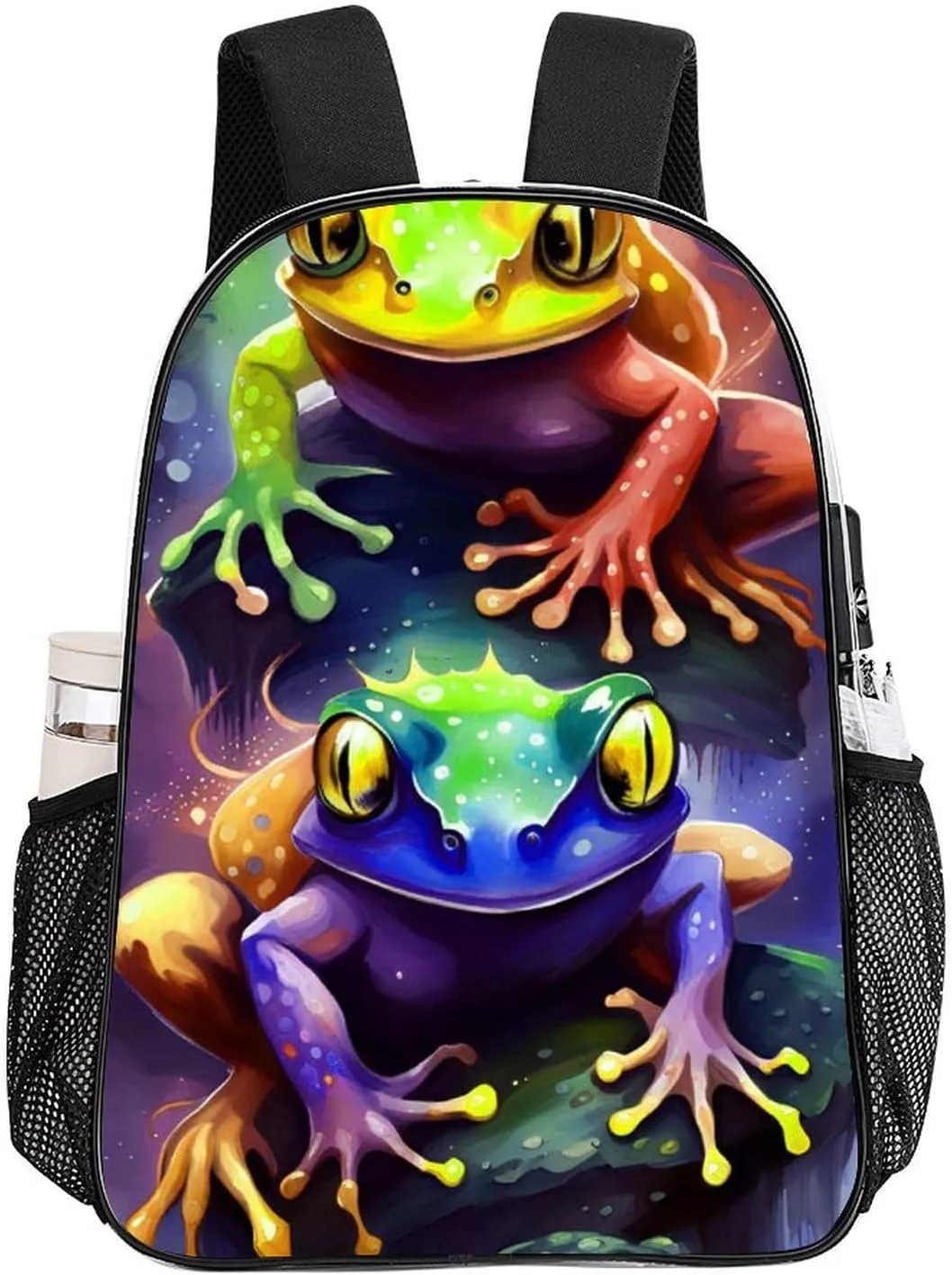 Lightweight Daypack for Camping Business Walking Cycling - Large Capacity Transparent Multipurpose Bookbag, Watercolor Frogs Art Gym Outdoor Hiking Backpack