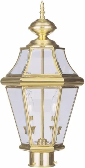 Livex Lighting 2264-02 Georgetown 2-Light Outdoor Post Head, Polished Brass