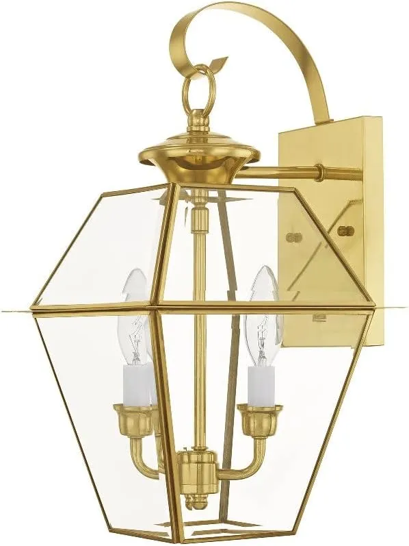 Livex Lighting 2281-01 Westover 2-Light Outdoor Wall Lantern, Antique Brass, 18" x 11" x 11.8"