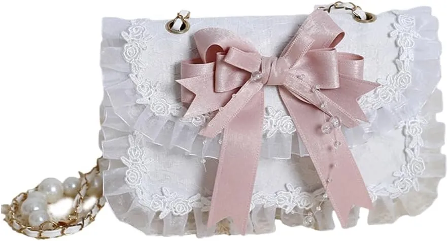 Lolita Handbag Purse Kawaii JK Shoulder Bag Stylish Crossbody Bag Small Tote Purse for Women Evening Party
