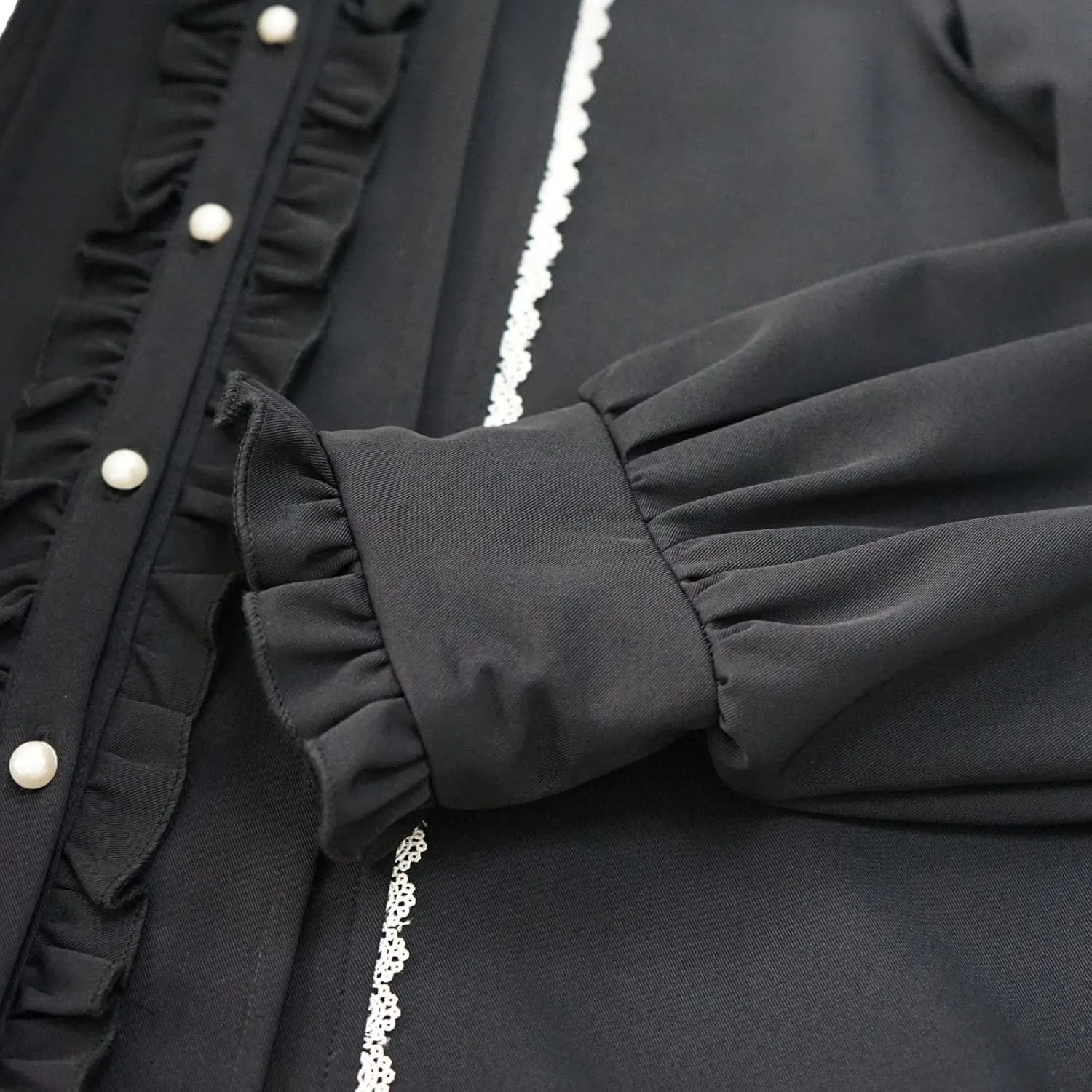 Lolita Women Ruffle Sailor Collar Blouse Shirt Kawaii Teen Bow Tie Cat Ears Fashion Button Front Junior Cute Tops