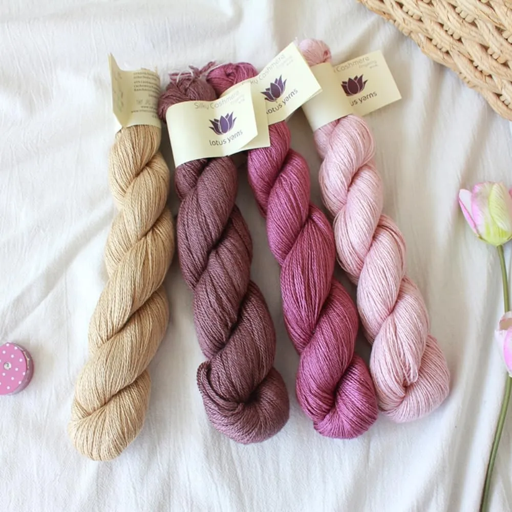 Lotus Yarns Silky Cashmere Fingering Weight Knitting Yarn Skein Shiny Soft and Breathable Crochet Yarn, Great for Shawl, Scarves, Top and Craft Projects (16-Cream)