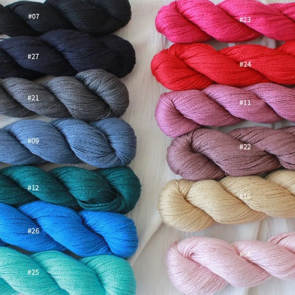 Lotus Yarns Silky Cashmere Fingering Weight Knitting Yarn Skein Shiny Soft and Breathable Crochet Yarn, Great for Shawl, Scarves, Top and Craft Projects (16-Cream)