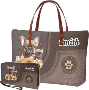 Lotusorchid Custom Tote Bag Name for Women, Satchel Handbag with Wrist Strap Wallet, Women Handbags Top Handle Satchel Purse