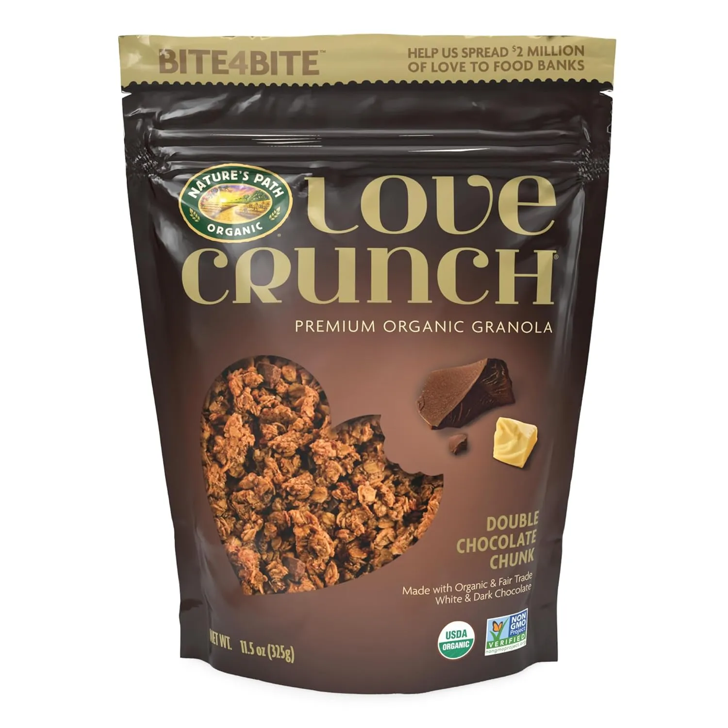 Love Crunch Organic Double Chocolate Chunk Granola, 11.5 oz (Pack of 6), Non-GMO, Fair Trade, by Nature's Path