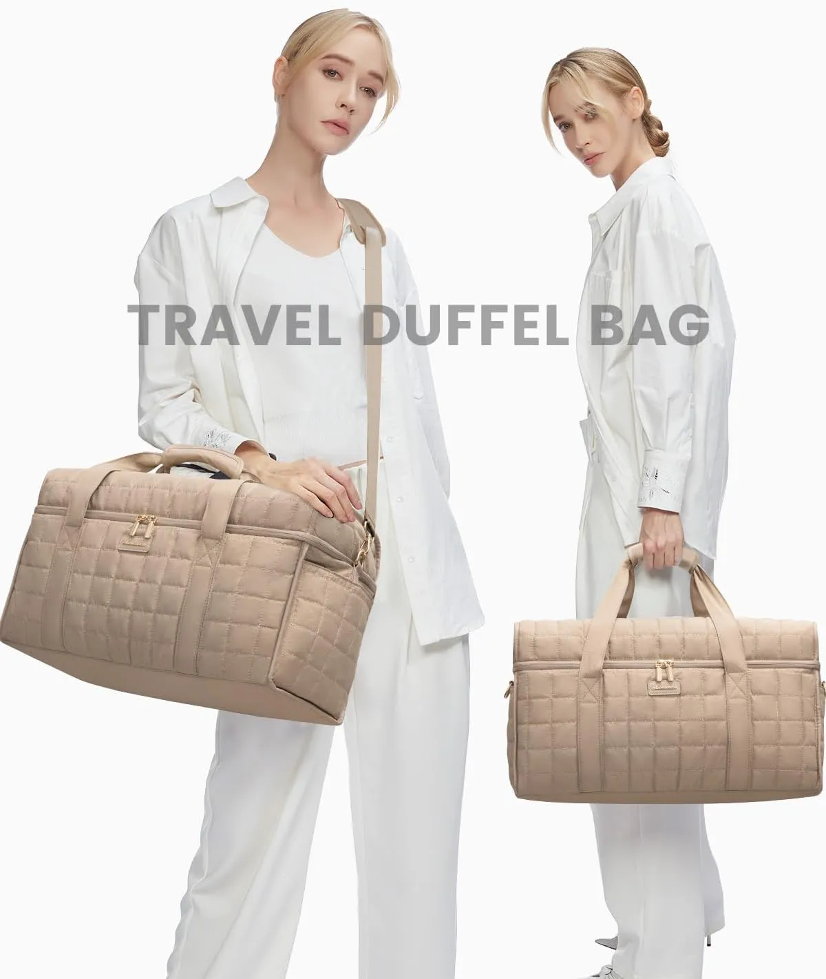 LOVEVOOK Travel Duffle Bag, Weekender Bags For Women, Carry On Duffel Bags For Airplanes, Overnight Bag With Toiletry Bag, Hospital Bag for Labor and Delivery, Yoga Gym Bag with Wet Pocket, 3Pcs Set