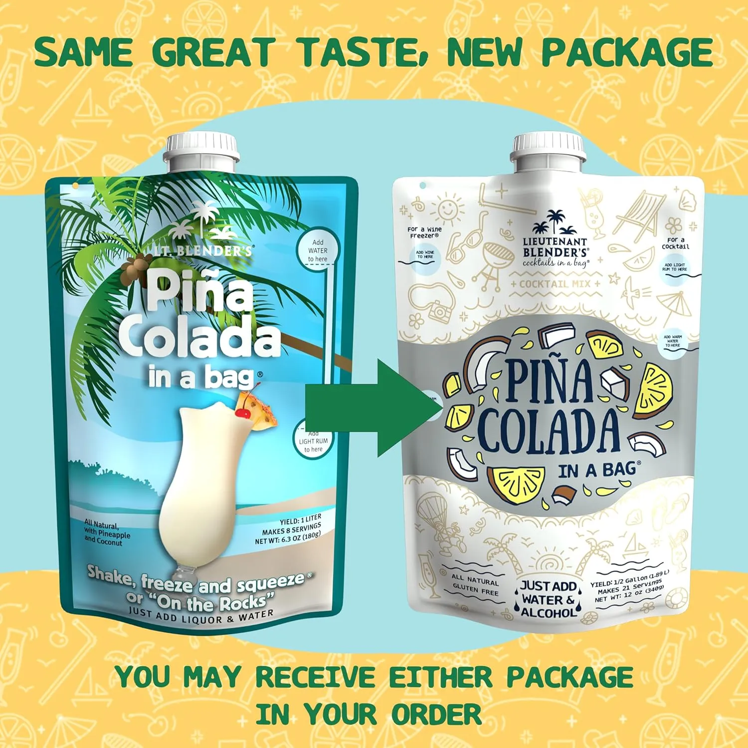 Lt. Blender's Pina Colada in a Bag, 12-Ounce Pouches (Pack of 3)