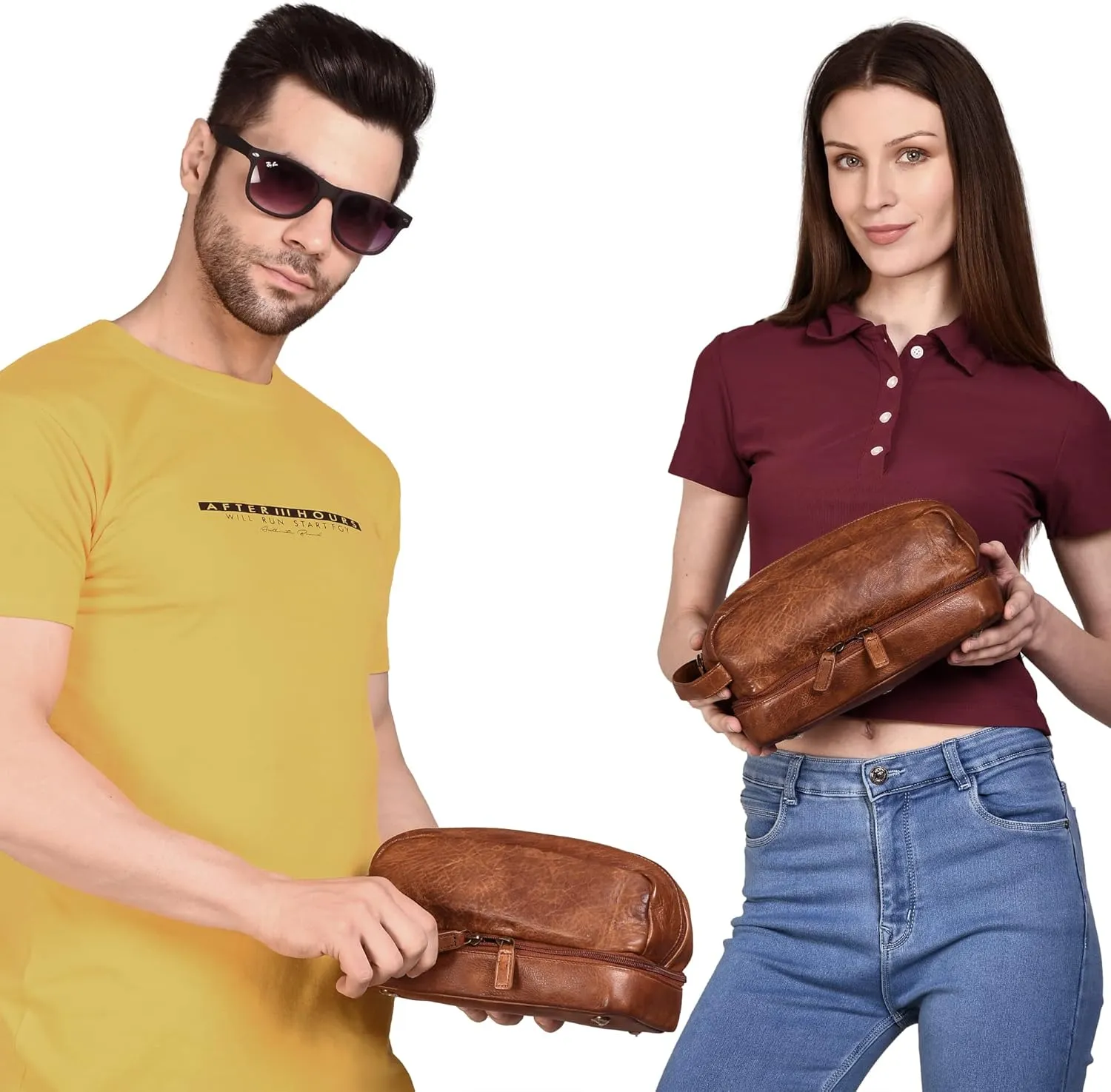 LUXEORIA Genuine Leather Toiletry Bags for Men and Women, Handmade Premium Leather Dopp Kit and Shaving Bag, Cosmetic Bag for Womens and Mens, Travel Essentials & Organizers