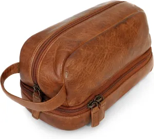 LUXEORIA Genuine Leather Toiletry Bags for Men and Women, Handmade Premium Leather Dopp Kit and Shaving Bag, Cosmetic Bag for Womens and Mens, Travel Essentials & Organizers