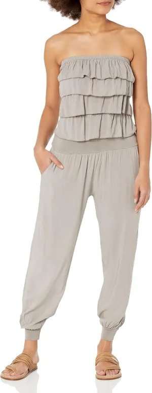 M Made in Italy womens Open-shoulder Ruffle Jumpsuit