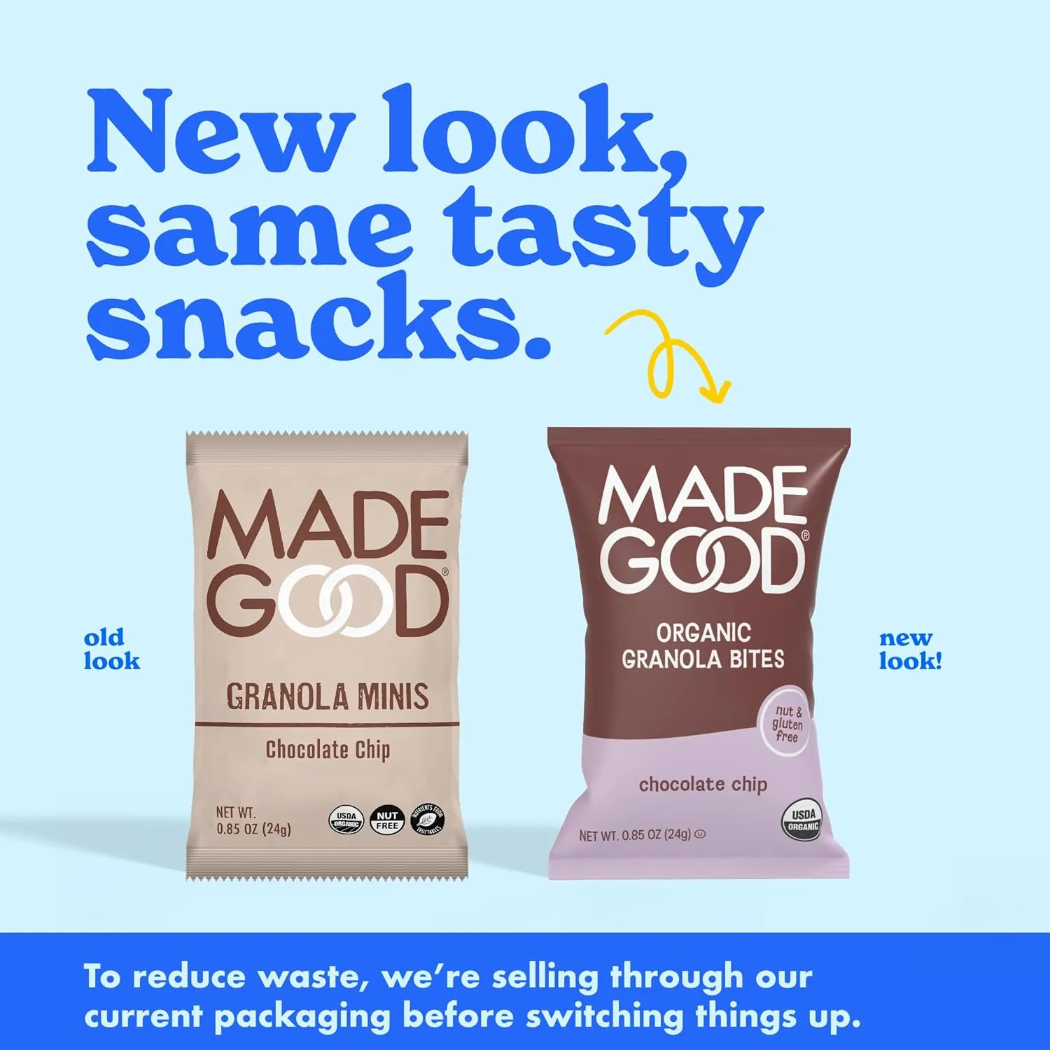 MadeGood Chocolate Chip Granola Minis, 28 Count, Organic and Delicious Snacks