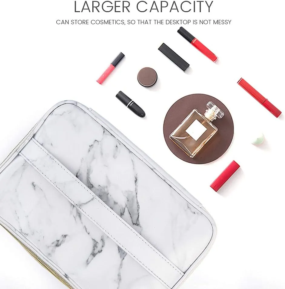 MAGEFY 3Pcs Makeup Bags Portable Travel Cosmetic Bag Waterproof Organizer Multifunction Case with Gold Zipper Marble Toiletry Bags for Women