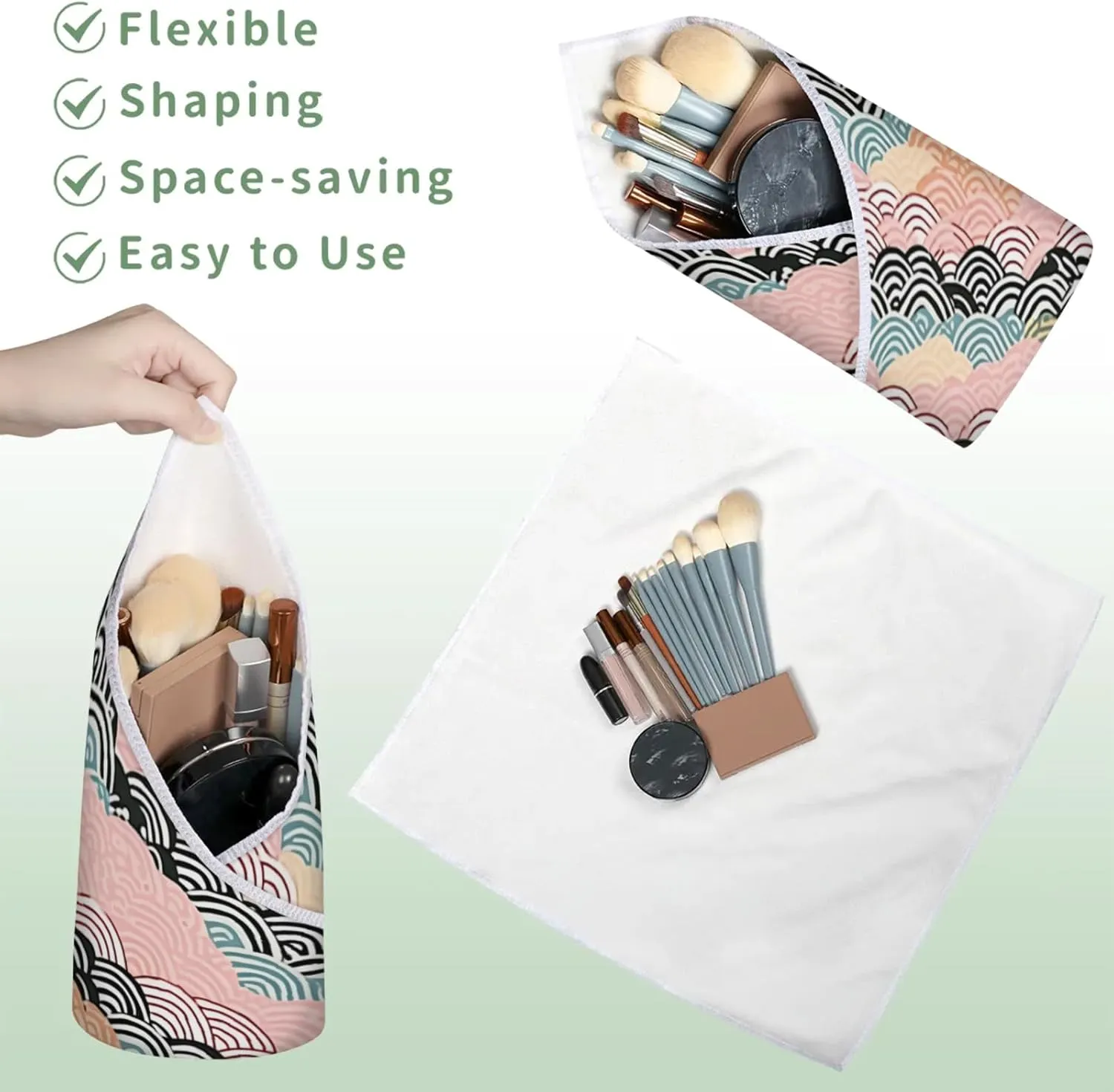 Magic Cosmetics Pouch Abstract Ocean Water Self-Adhesive Camera Cover Cloth Protective Foldable Makeup Bag for Lens Cat Makeup Bag 21.7x21.7