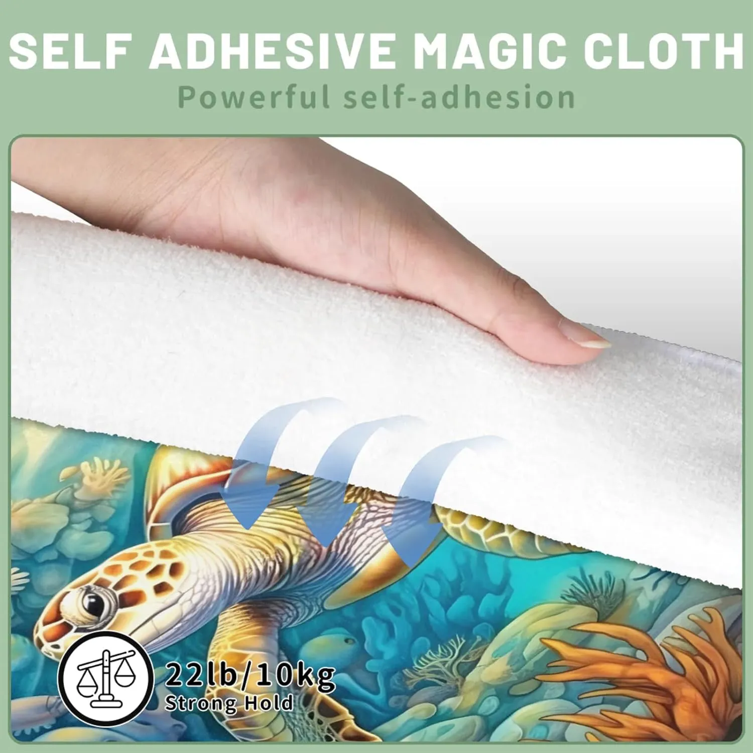 Magic Cosmetics Pouch Leisurely Sea Turtle Self-Adhesive Camera Cover Cloth Protective Foldable Makeup Bag for Lens Cat Makeup Bag 21.7x21.7